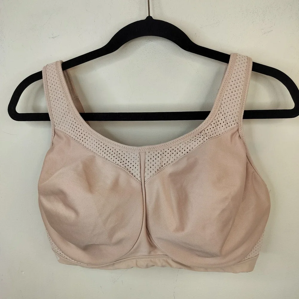 Glamorise Underwire Sports Bra 34G High Impact Active Beige
